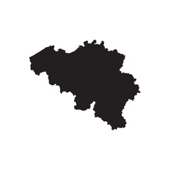 High Contrast Belgium Map Silhouette Vector