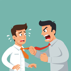Vector illustration of a boss scolding his subordinates