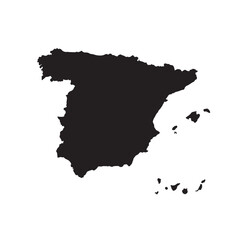 Minimal Flat Silhouette Vector Map of Spain