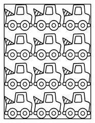 Obraz premium Seamless Pattern with Kids Elements Coloring page | Children’s Comfy Coloring Book Design