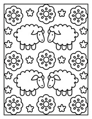 Seamless Pattern with Kids Elements Coloring page | Children’s Comfy Coloring Book Design
