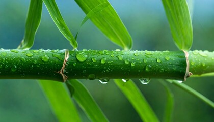 Dew-Kissed Bamboo Serenity in Nature's Embrace