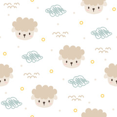 Cute little sheep seamless vector for print on textile, wrapping, backdrop and other uses.