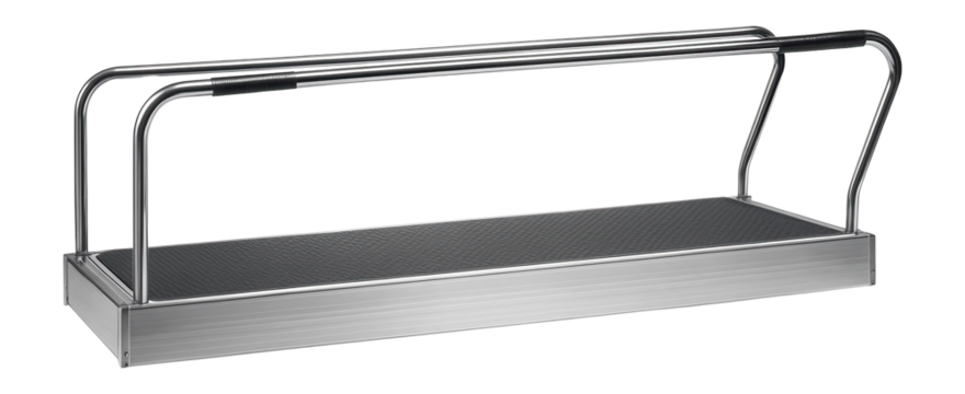 Aluminum pontoon walkway with non-slip surface and handrails