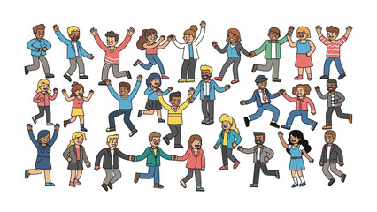 Diverse Group of Animated Figures: A vibrant group of animated individuals, each exuding joy and enthusiasm, come together in a collaborative tableau of community and connection.