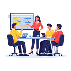 Teamwork and Progress: A team of professionals gathers around a table.