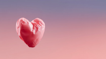Obraz premium Pink heart balloon floating in pastel sky symbolizing love romance and happiness