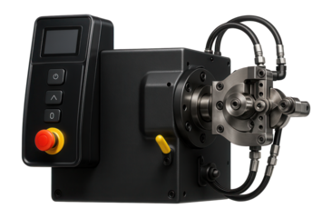 Wire forming machine with a rotary bending head for creating complex wire shapes in an automotive parts factory