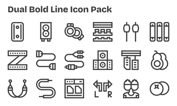 Dual Icon Set - 18 Bold Line Graphics