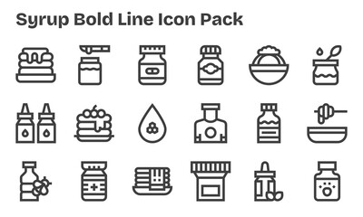 18 Icons for Syrup in Bold Line Format