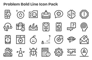 28 Problem Icons in Extra Bold Line Aesthetic
