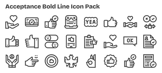 Acceptance - 24 Bold Outline Vector Illustrations