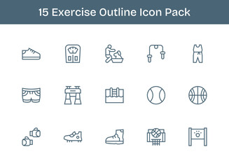 15 Outline Designs - Exercise Vector Icons
