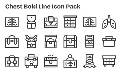 18 Bold Line Icons - Chest Graphics