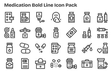 Medication Icon Collection - 28 Extra Bold Line Designs