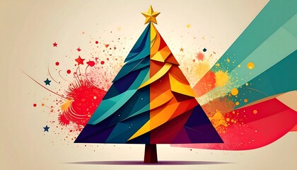 Abstract Colorful Geometric Christmas Tree Design