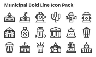 18 Bold Line Designs - Municipal Vector Icons