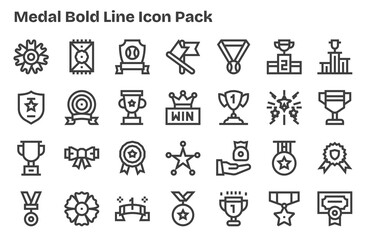 Medal Vector Set - 28 Extra Bold Line Icons
