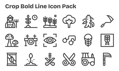 Crop Vector Set - 18 Bold Line Icons