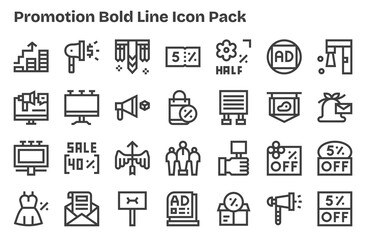Promotion Design Icons - 28 in Extra Bold Line Style