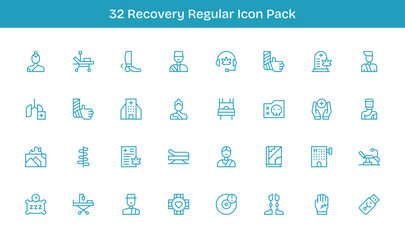 Regular Line Icons - Recovery Set with 32 Vectors