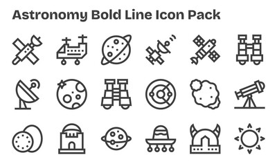 18 Astronomy Icons in Bold Line Aesthetic