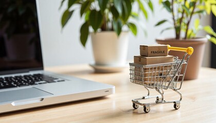 Online Shopping Concept With Delivery Boxes