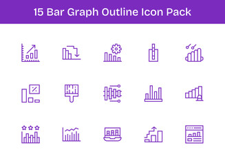 15 Outline Icons - Bar Graph Graphics