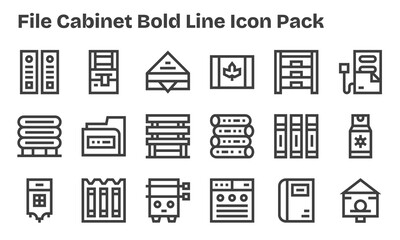 18 File Cabinet Icons in Bold Line Aesthetic