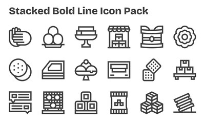 Stacked - 18 Bold Line Vector Illustrations