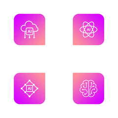 Artificial Intelligence icons set on transparent background