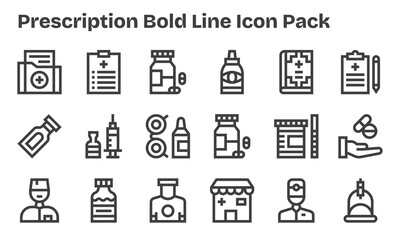 18 Bold Line Style Icons - Prescription Collection