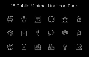 18 Minimal Line Icons - Public Graphics