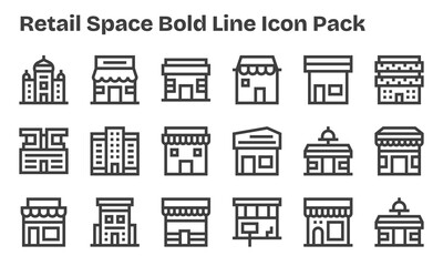 Retail Space Vector Set - 18 Bold Line Icons