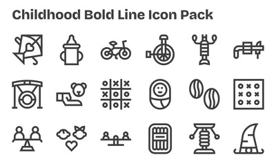 18 Bold Line Designs - Childhood Vector Icons