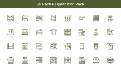 32 Regular Line Icons - Rack Graphics