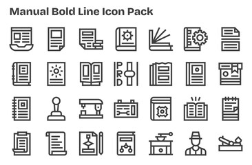 Extra Bold Line Icons - Manual Set with 28 Vectors