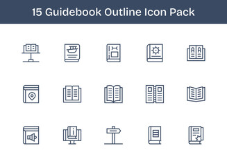 15 Outline Designs - Guidebook Vector Icons