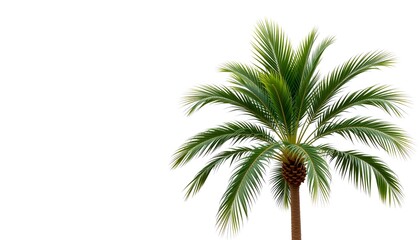 a vibrant palm tree isolated against the backdrop of a bright sky. The tree features lush green fronds