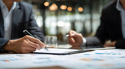 business formal meeting conference discussion with coworker shareholder or client concentrate private ideas data report analysis businesspeople working find solution together in office,ai generate