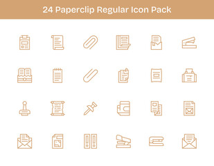 24 Regular Outline Vectors for Paperclip Theme