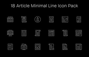 18 Icons for Article in Minimal Line Format