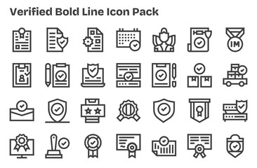 28 Icons for Verified in Extra Bold Line Format