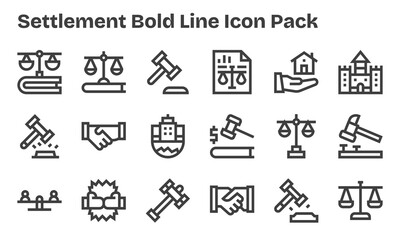 18 Icons for Settlement in Bold Line Format