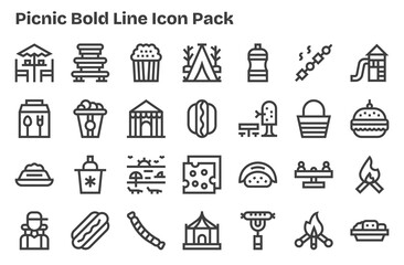 Picnic Icon Collection - 28 Extra Bold Line Designs