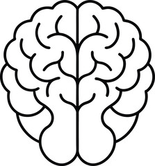 Detailed Human Brain Icon Line Drawing.
