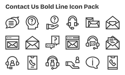 18 Icons for Contact Us in Bold Line Format