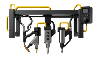 Multi-functional welding gantry with interchangeable tool heads for diverse applications in industrial manufacturing