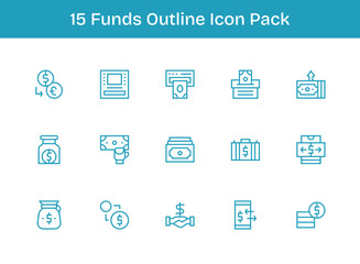 Funds Vector Set - 15 Outline Icons