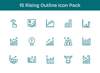 Rising Design Icons - 15 in Outline Style
